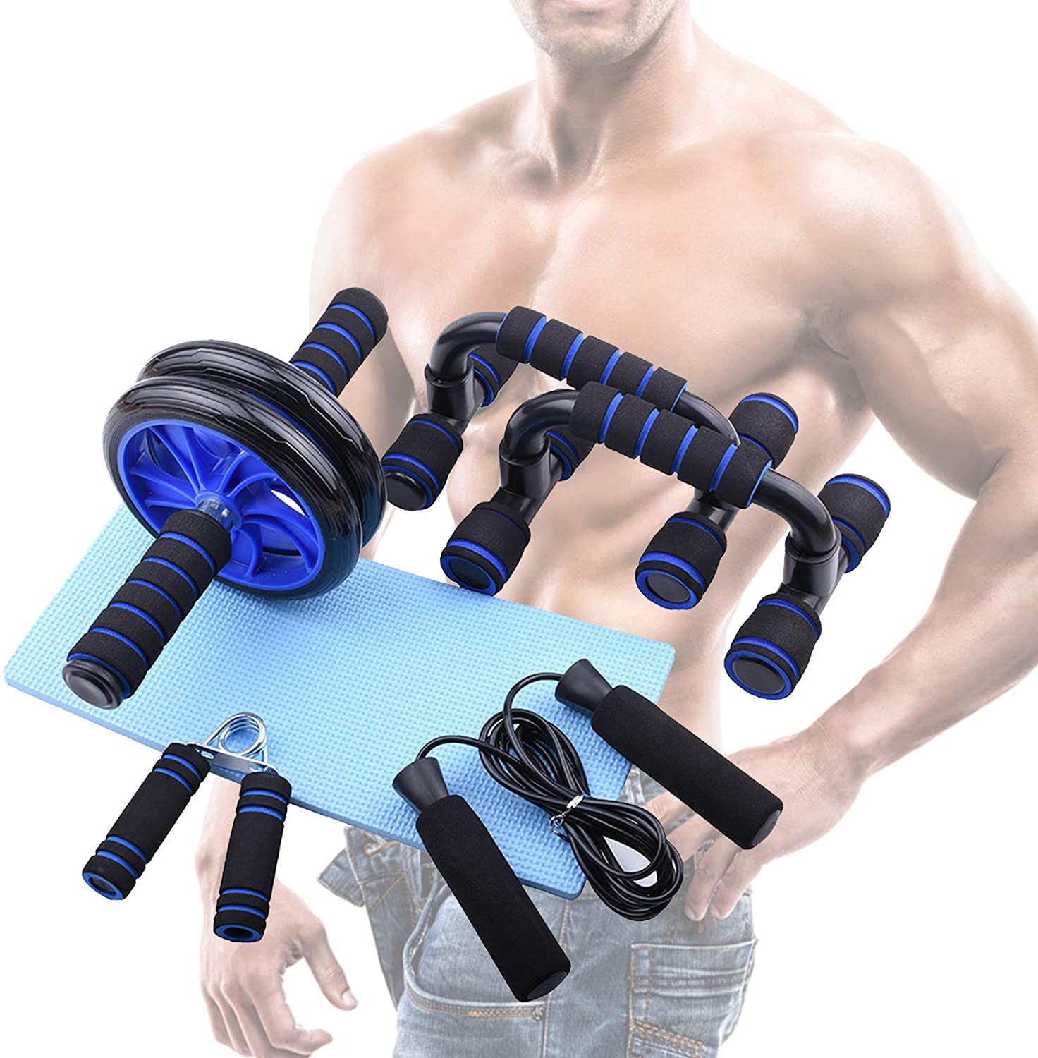 Hand Gripper Jump Rope AB Roller Push-Up Bar Knee Pad Perfect